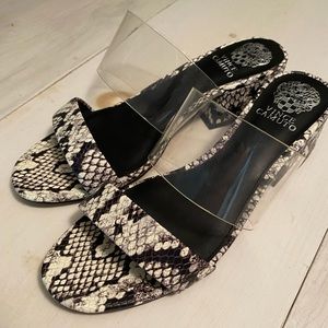 Vince Camuto Snake Skin Clear Strap Heel